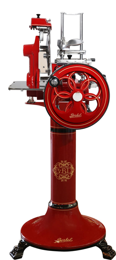 Elegante Berkel Schneidemaschine B2 aus Edelstahl, perfekt für präzises Schneiden von Wurst, Fleisch und Käse – hochwertige Verarbeitung und klassisches Design.