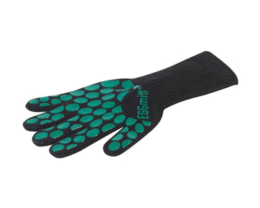 Der EGGmitt-Grillhandschuh schützt Ihre Hand bis zu einer Temperatur von 246 °C.