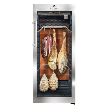 Fleischreifeschrank DX 1000 Premium S mit stilvoller Salzwand Optik.