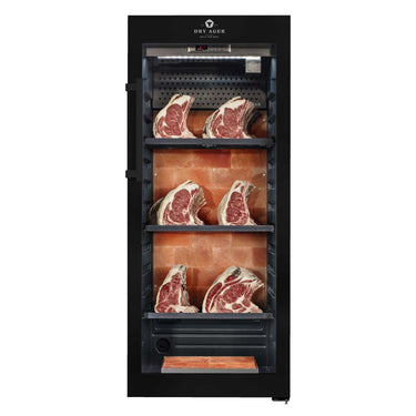 Premium Reifeschrank DRY AGER DX 1000 Black mit edler Salzwand Optik und 100 kg Volumen.