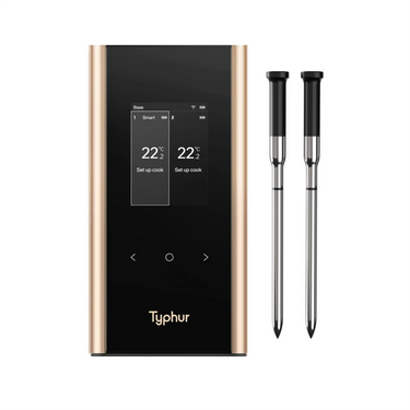 Grillthermometer Sync Gold Dual von Typhur mit Dual-Sonden für gleichzeitige Temperaturmessung im Fleisch