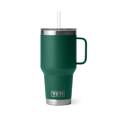 YETI Straw Mug 35 oz – langlebiger, BPA-freier Becher in Black Forest Green