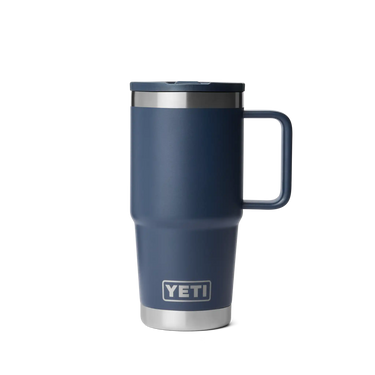 Dunkelblauer YETI Travel Straw Mug 20 Oz mit sicherem Trinkhalmdeckel
