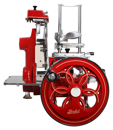 Elegante Berkel Schneidemaschine B2 aus Edelstahl, perfekt für präzises Schneiden von Wurst, Fleisch und Käse – hochwertige Verarbeitung und klassisches Design.