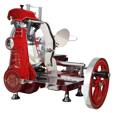 Elegante Berkel Schneidemaschine B2 aus Edelstahl, perfekt für präzises Schneiden von Wurst, Fleisch und Käse – hochwertige Verarbeitung und klassisches Design.