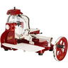 Die Berkel B3 im klassischem Rot ist die professionelle Aufschnittmaschine mit Schwungrad, die auch für intensive Schneidanforderungen geeignet ist.