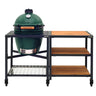 Big Green Egg Set mit stabilem Untergestell und praktischem Regal für Zubehör.