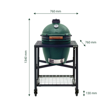 Big Green Egg L Untergestell mit Maßangaben.