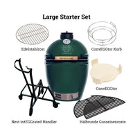 Starter-Paket für das Big Green Egg Large mit Basis-Zubehör für direktes und indirektes Grillen.