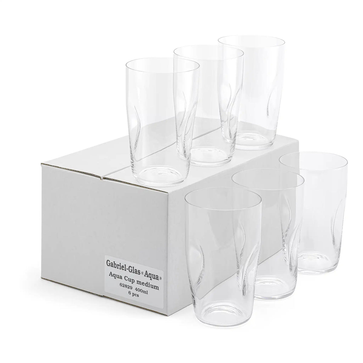 Gabriel-Glas 400ml Gold Edition Aqua Serie 6er Set, spülmaschinenfeste Gläser mit elegantem Design
