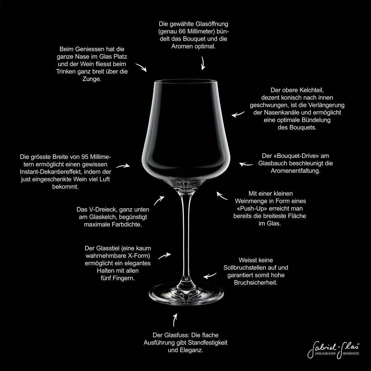 Gabriel-Glas StandArt Universal-Weinglas mit funktionaler Form für optimale Aromenentfaltung
