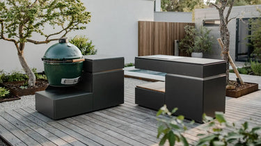 Modular aufgebaute Outdoor Küche mit vielseitigen Einsatzmöglichkeiten