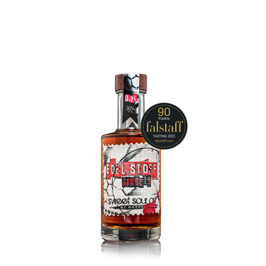 EDEL.STOFF Zirbenlikör Harry Albel Sweet Sour Art in handbemalter Flasche.