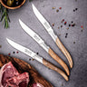 Laguiole Style de Vie Steakmesser Luxury Line - Set mit 6 Edelstahlmessern mit Griffen aus Olivenholz.