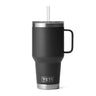 Rambler 35 Oz Straw Mug in klassischem Schwarz, ideal für jede Aktivität.