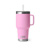 Rambler 35 Oz Straw Mug in Power Pink, ideal für Wanderungen und Camping.